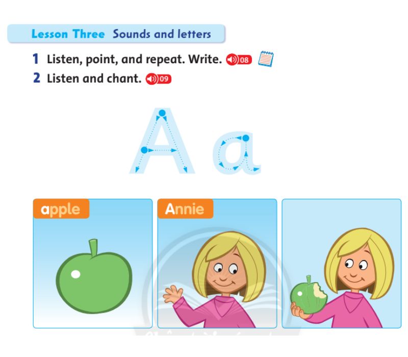 Học chữ cái A, âm /a/. (Ảnh: Chụp màn hình SGK)