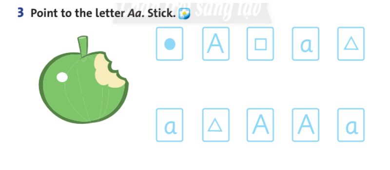 Bài tập "Point to the letter Aa". (Ảnh: Chụp màn hình SGK)