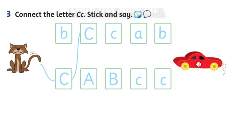 Hoạt động nối chữ Cc và dán. (Ảnh: Chụp màn hình SGK)