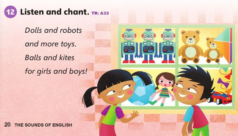 Bài hát luyện tập phát âm tiếng Anh: /b/, /t/, /o/. (Ảnh: sách Cánh diều)