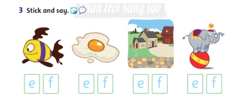 Stick and say - Lesson 5. (Ảnh: Chụp màn hình SGK)