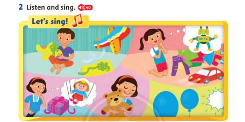 Listen and sing (Nghe và hát). (Ảnh: Chụp màn hình SGK)