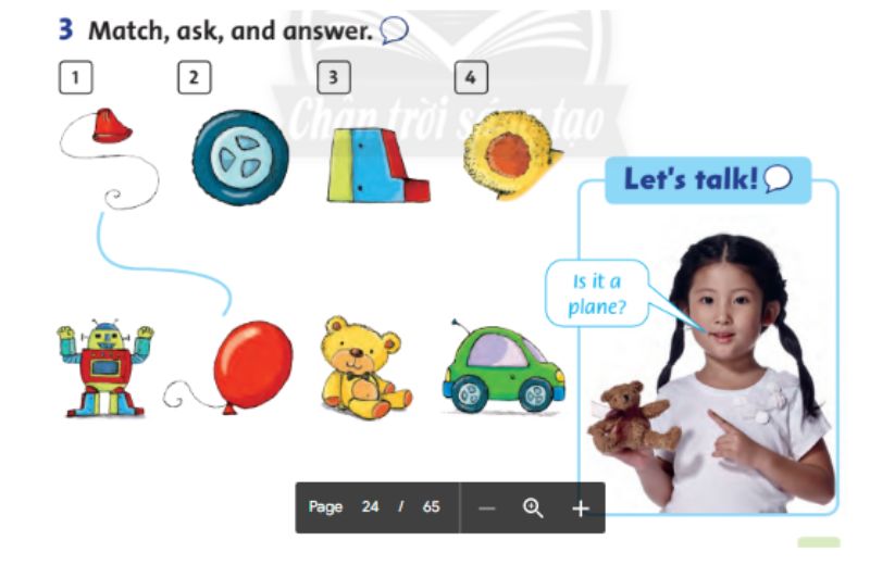 Match, ask and answer (Nối, hỏi và trả lời). (Ảnh: Chụp màn hình SGK)