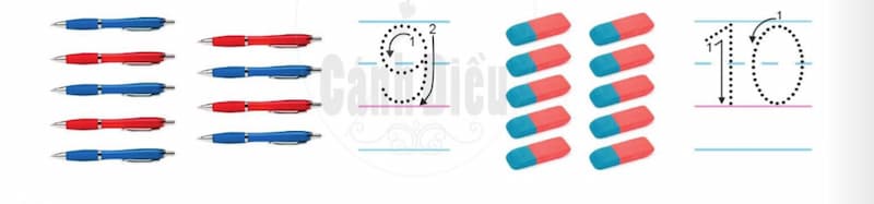 Số đếm 9 - 10 trong tiếng Anh. (Ảnh: Sách Cánh diều)