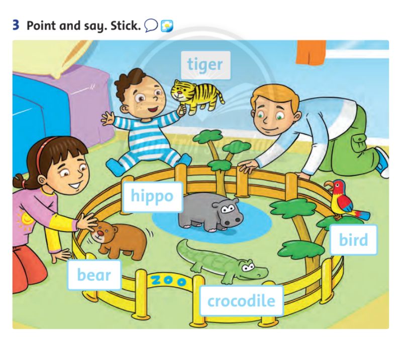 Bài tập "Point and say". (Ảnh: Chụp màn hình SGK)