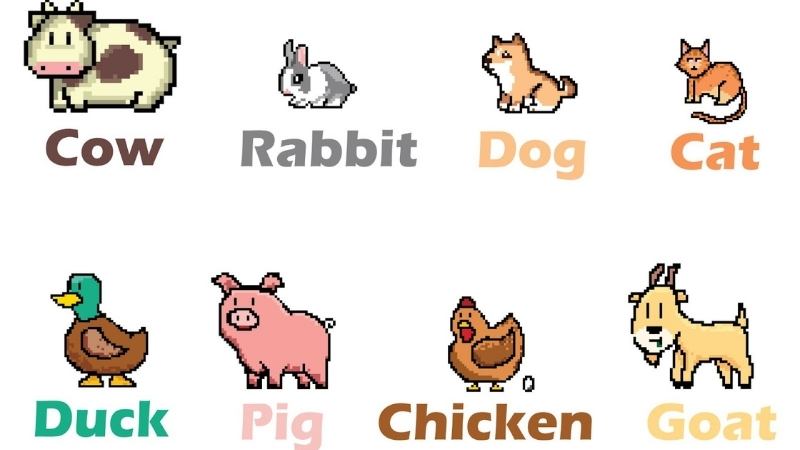 Các động vật trên cạn bằng tiếng Anh. (Ảnh: Shutterstock.com)