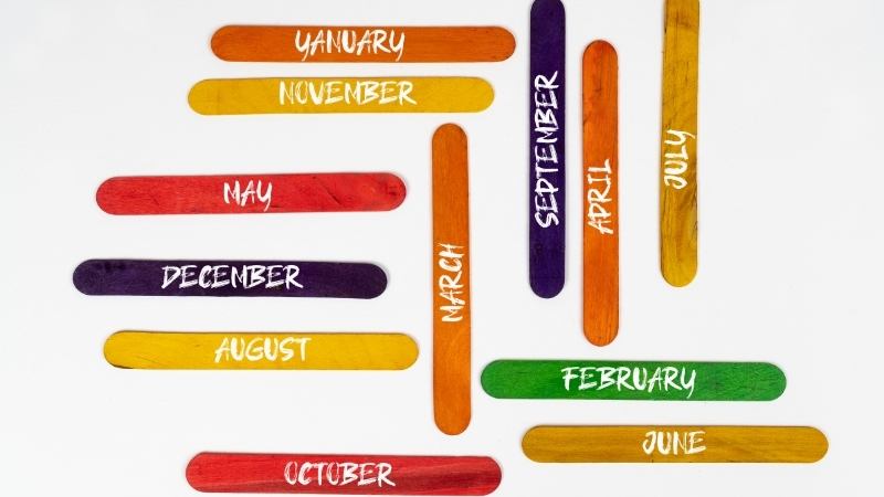 Các tháng trong năm bằng tiếng Anh. (Ảnh: Canva.com)