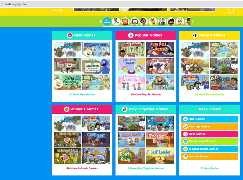 Các games trong Pbskids.org. (Ảnh: Chụp màn hình)
