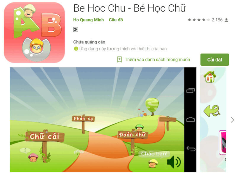 Cùng học chữ cái với app Bé Học Chữ. (Ảnh: Sưu tầm internet)