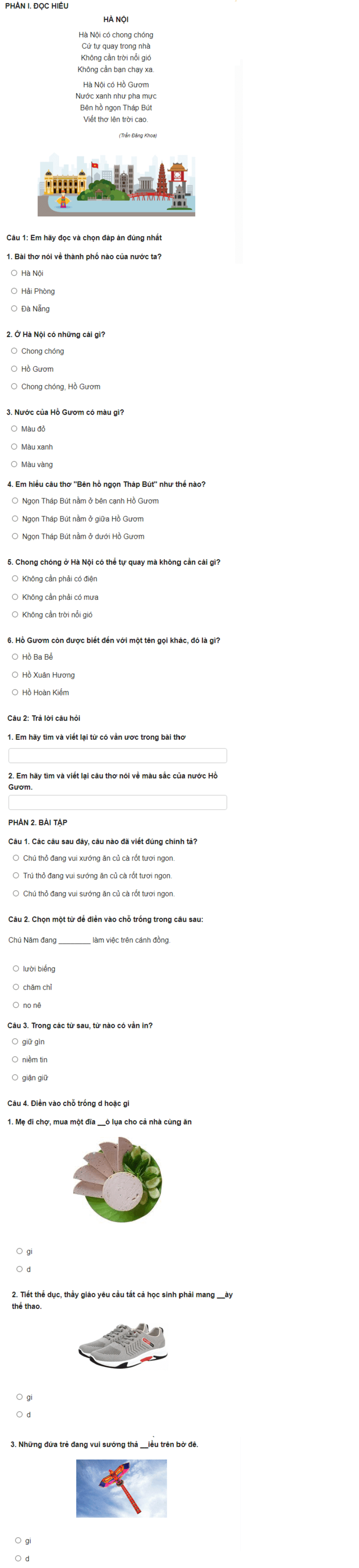 bài tập tiếng Việt lớp 1 nâng cao cho bé thử sức. (Ảnh: Interet)