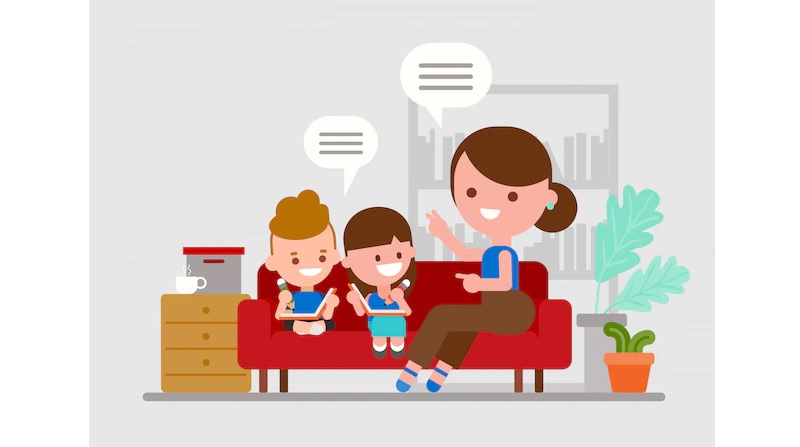 Cùng con luyện tập các bài tập kể chuyện thường xuyên. (Ảnh: Sưu tầm internet)