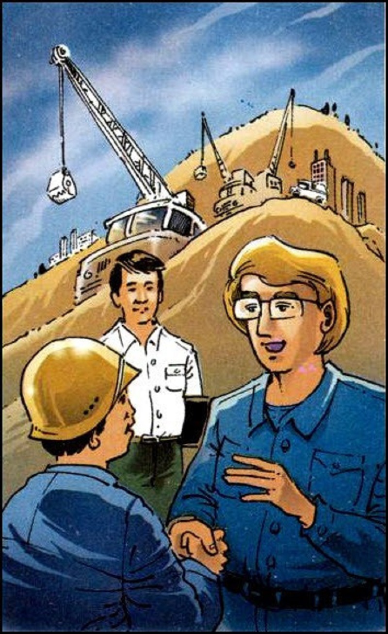 Minh họa bài đọc Một chuyên gia máy xúc. (Ảnh: SGK)