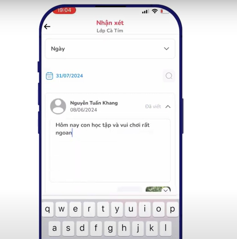 Giáo viên có thể nhận xét học sinh trực tiếp trên app (Ảnh: Monkey)