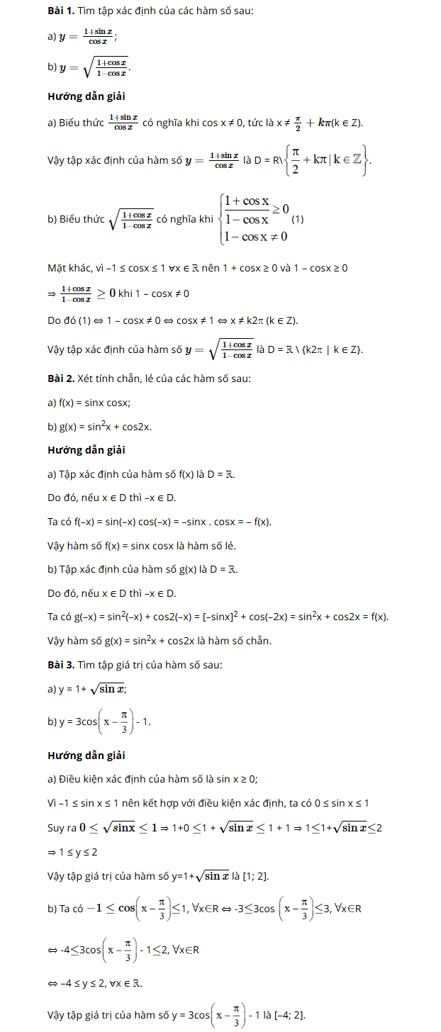 Bài tập hàm số lượng giác lớp 11. (Nguồn: Sưu tầm)