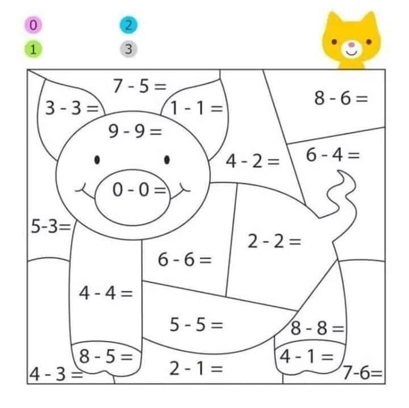 Cho bé làm quen với dạng toán tô màu hình với số thú vị. (Ảnh: VnDoc)