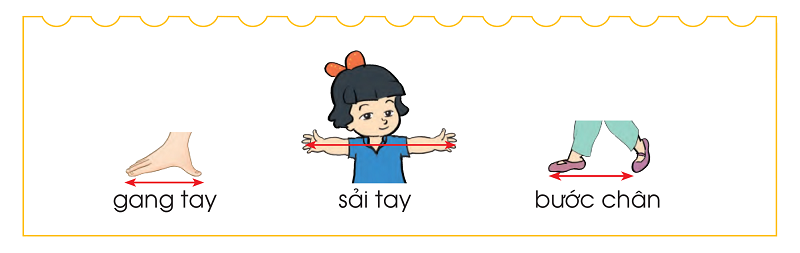 Hướng dẫn đo độ dài cho trẻ. (Ảnh: SGK Toán 1 - Sách Cánh Diều)