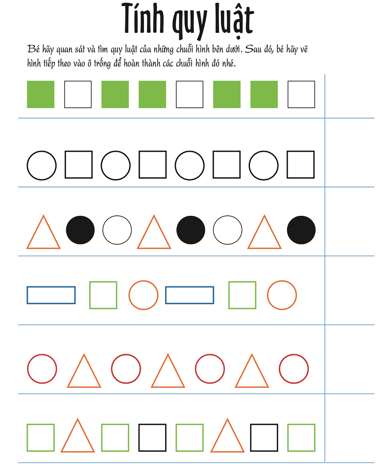 Dạng toán tính quy luật phát triển tư duy cho bé. (Ảnh; Hoctoancungjenny)