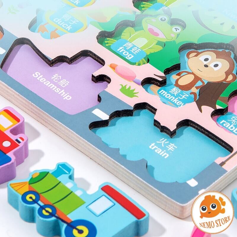 Cho bé chơi các bài toán ghép tranh. (Ảnh: Nemo Store)