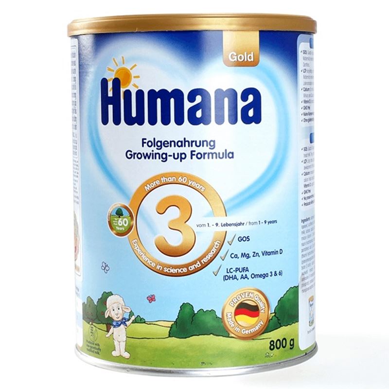 Sữa công thức Humana Gold số 3 của Đức. (Ảnh: Internet)