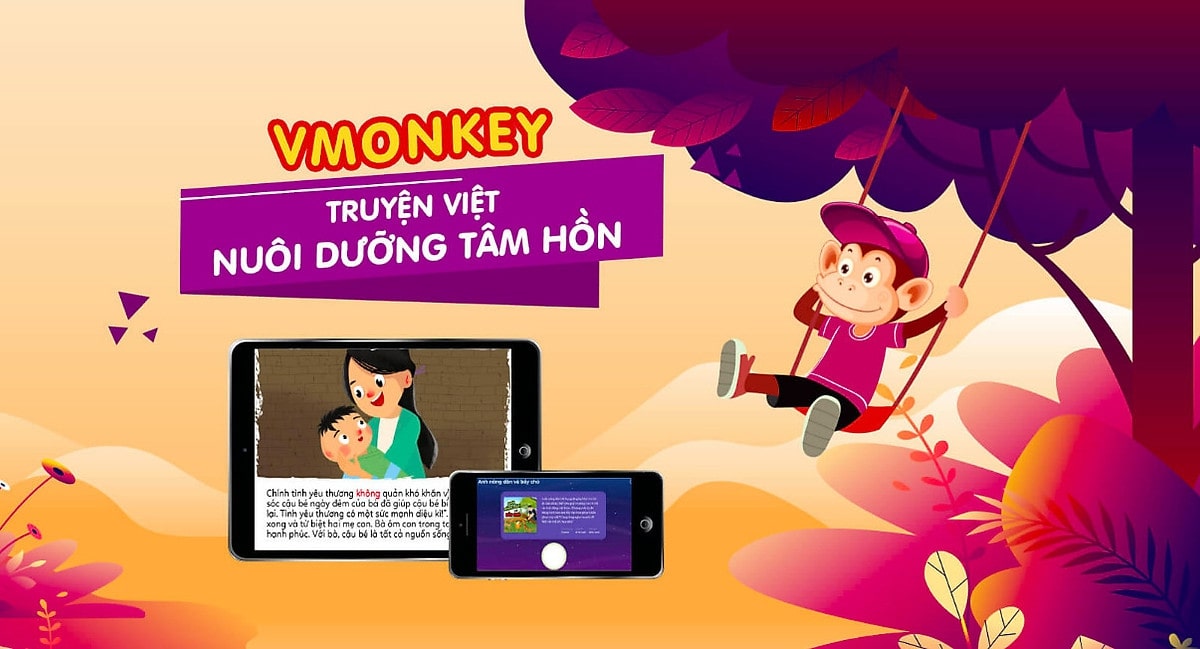 VMonkey là khoá học cung cấp kho truyện tiếng Việt giúp nâng cao từ vựng cho bé (Ảnh: Monkey)