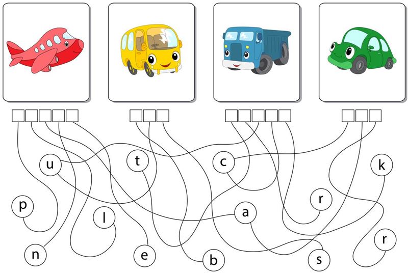 Mẫu trò chơi sắp xếp chữ vào ô theo gợi ý. (Ảnh: Shutter Stock) 