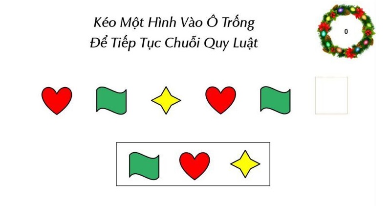 Trò chơi toán cho trẻ mầm non tìm quy luật. (Ảnh: Sưu tầm internet)