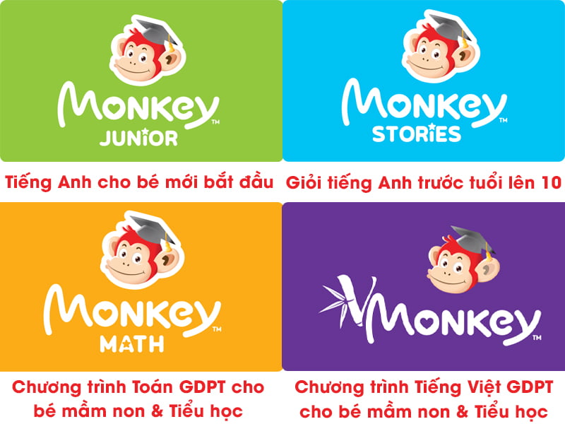 Chuỗi chương trình 3 môn tiền tiểu học & Tiểu học của Monkey. (Ảnh: Tác giả)