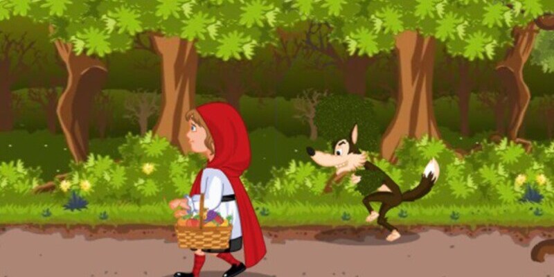 Cô bé quàng khăn đỏ đang trên đường đến nhà bà. (Ảnh: Sưu tầm Internet)