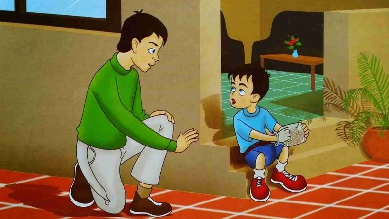 Cậu bé và những quả hạch. (Ảnh: Sưu tầm Internet)