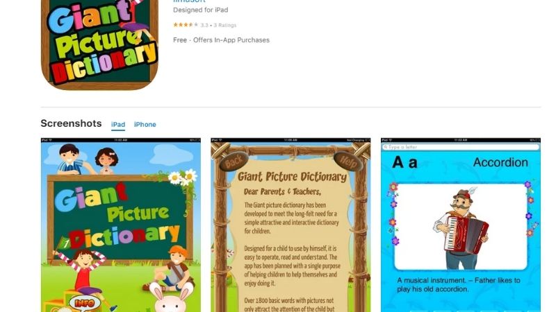 Tải app Giant picture dictionary. (Ảnh: Sưu tầm Internet)
