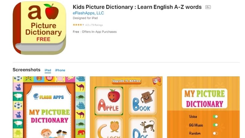 Tải App Kids picture dictionary. (Ảnh: Sưu tầm Internet)