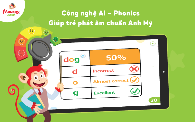 Phát âm chuẩn ngay từ đầu với Monkey Junior. (Ảnh: Monkey)