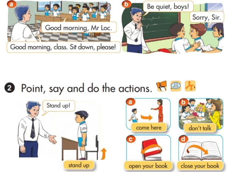 Trẻ lớp 3 làm quen với từ vựng ở dạng động từ thường, rất quen thuộc. (Ảnh: Sưu tầm Internet)