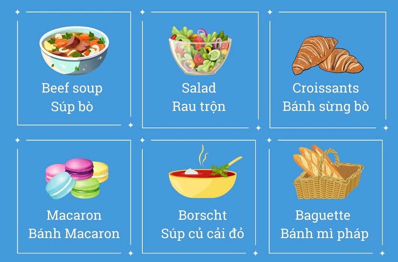 Các món ăn trong tiếng Anh có lượng từ vựng khá nhiều. (Ảnh: Sưu tầm internet)