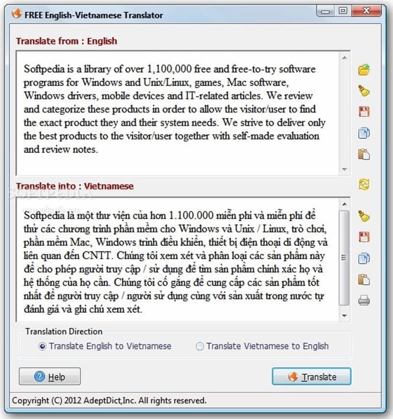 Mô phỏng app đọc văn bản tiếng Anh. (Ảnh: Internet) 