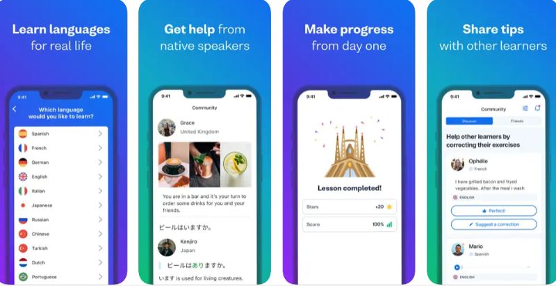 Ứng dụng học tiếng Anh Busuu. (Ảnh: Chụp màn hình)