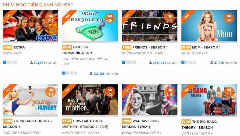 Ứng dụng học tiếng Anh qua phim Studyphim.vn. (Ảnh: Tác giả)