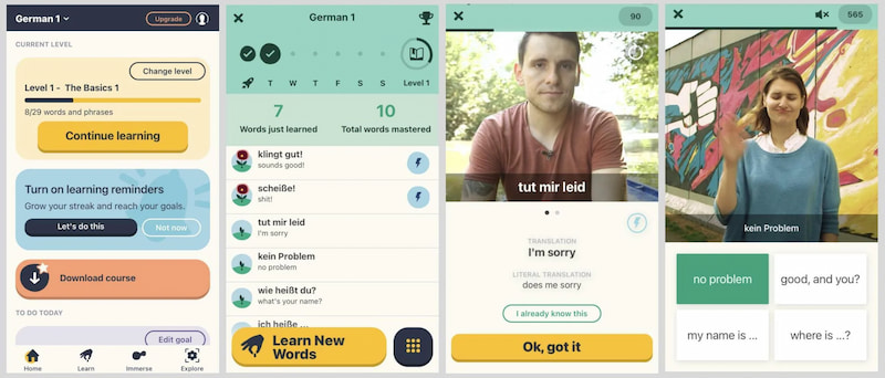 Phần mềm học tiếng Anh qua phim ngắn Memrise. (Ảnh: Tác giả)