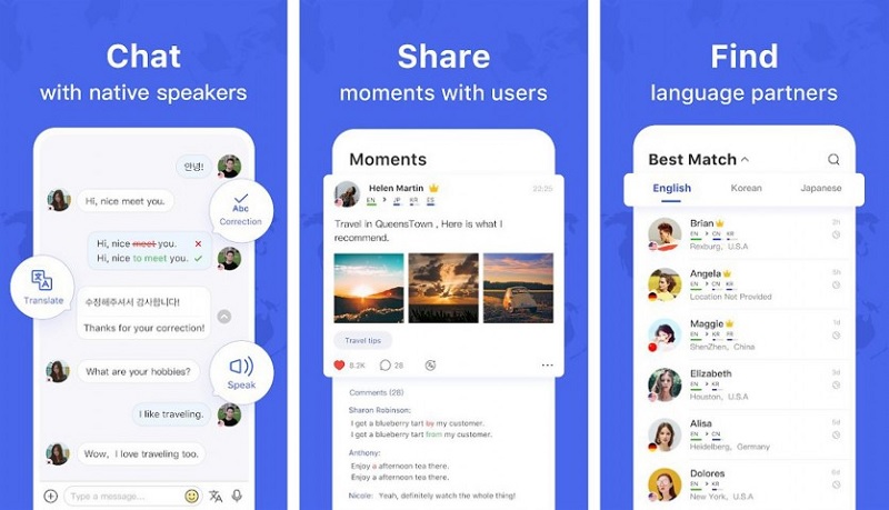 Học tiếng Anh với bạn bè quốc tế với Hello Talk. (ảnh: Sưu tầm internet)