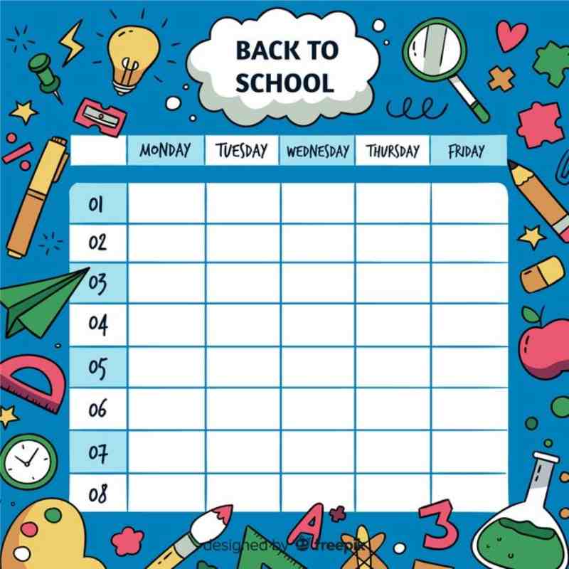 Mẫu thời khóa biểu ấn tượng và ngộ nghĩnh cho góc học tập bé yêu. (Ảnh: Hoa Tiêu)