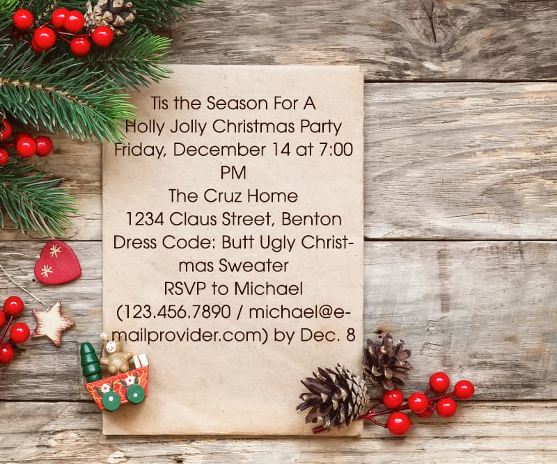 Mẫu thư mời dự tiệc Noel cho mọi người. (Ảnh: Internet)