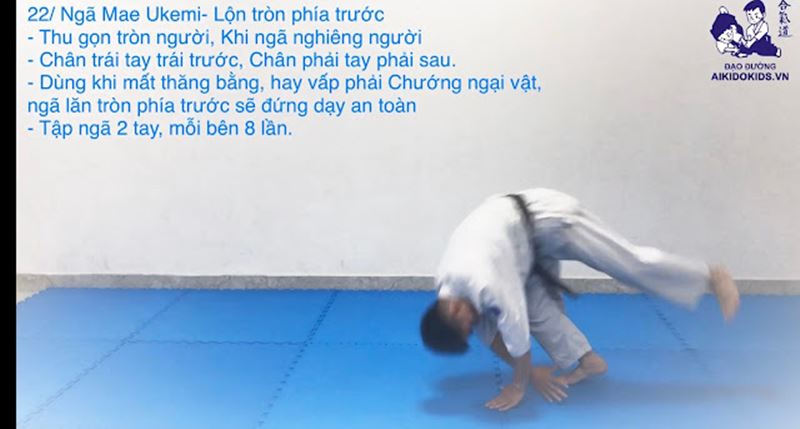 Phần bộ ngã và di chuyển võ Aikido 1. (Ảnh: Internet)