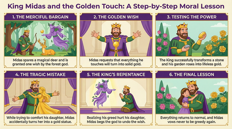 T&oacute;m tắt truyện &lsquo;Vua Midas V&agrave; B&agrave;n Tay V&agrave;ng&rsquo;