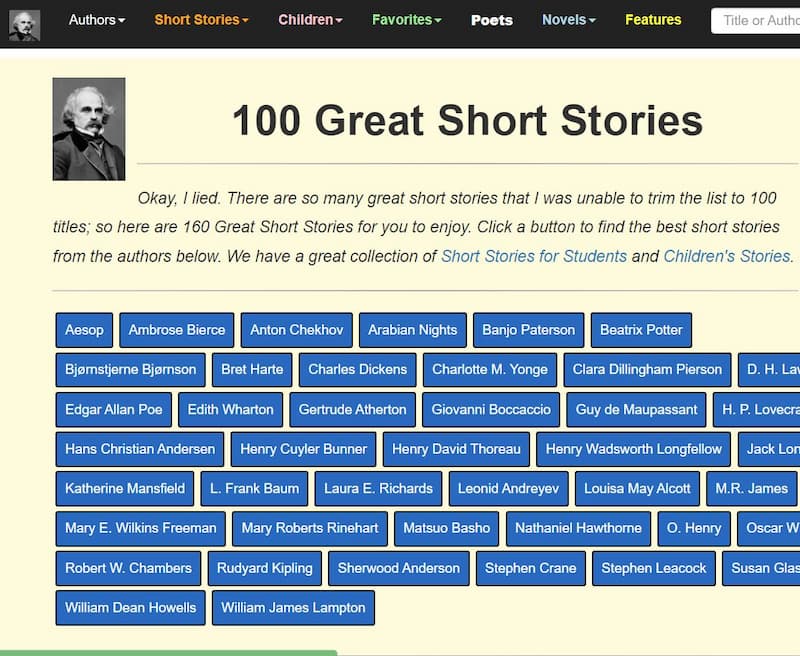 Trang web luyện đọc tiếng anh Short stories. (Ảnh: Internet)