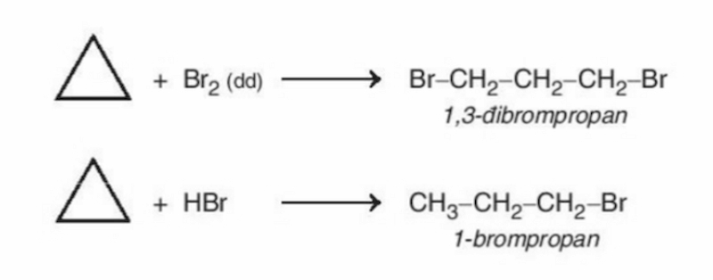 Xicloankan và xiclopropan vòng 3 cạnh có khả năng làm mất màu dung dịch Brom. (Ảnh: Chụp màn hình SGK Hóa 11)