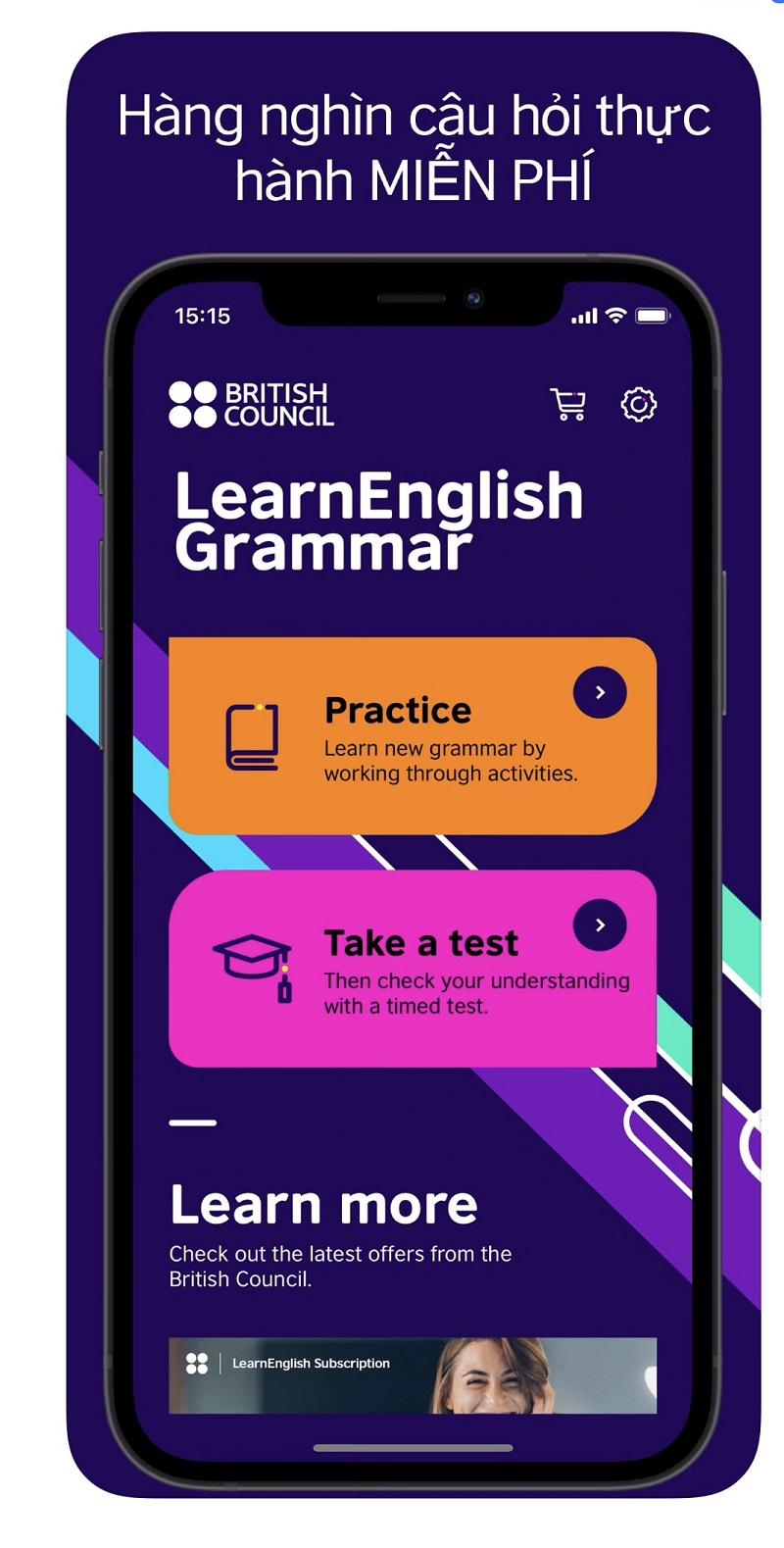 Một trong những tính năng của LearnEnglish Grammar. (Ảnh: Sưu tầm Internet)