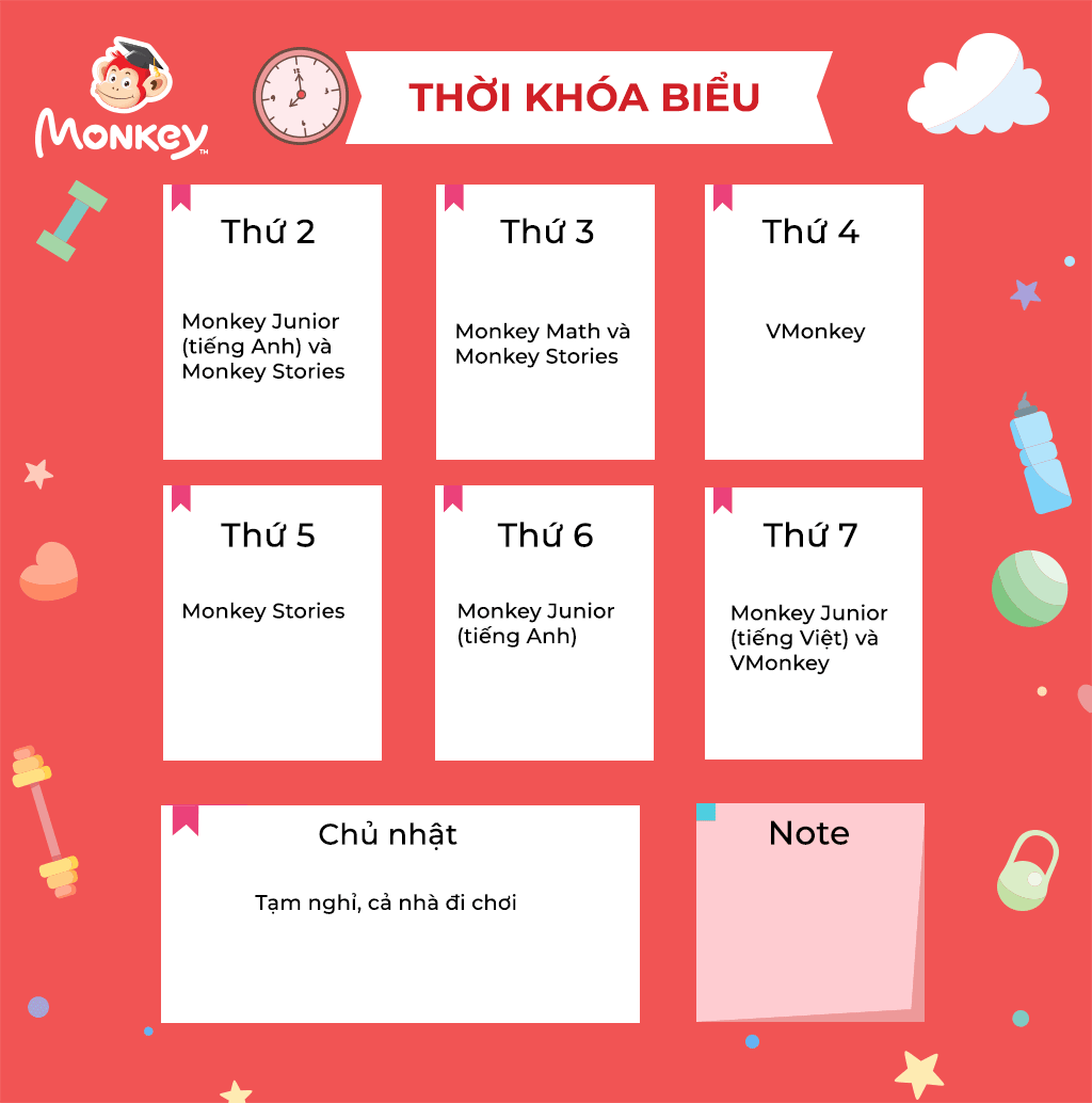 Thời khóa biểu xen kẽ các ngày với nhau. Ảnh: Monkey.