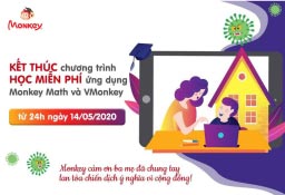 Thông báo kết thúc chiến dịch Tài trợ 100% ứng dụng học Toán Monkey Math & Tiếng Việt VMonkey cùng Ưu đãi lớn cho ba mẹ