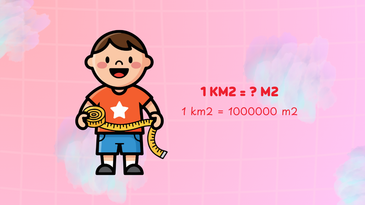 1 ki lô mét vuông bằng bao nhiêu mét vuông? (1 km2 = ? m2)