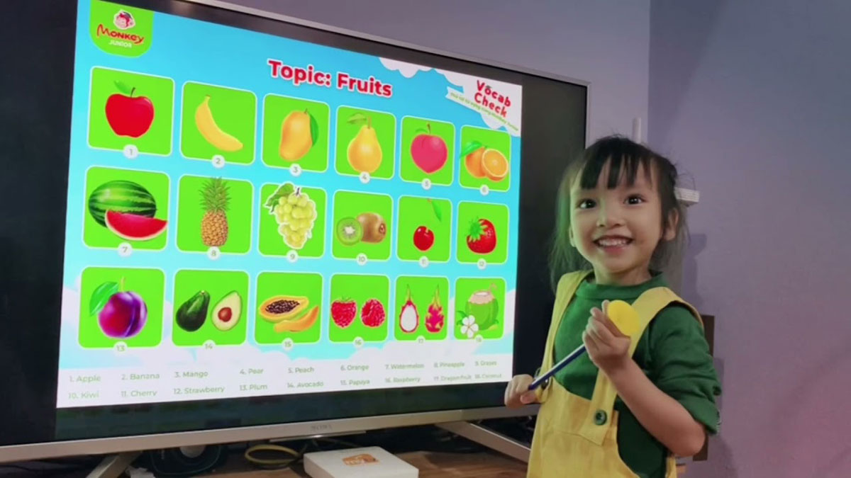 Tài liệu Flashcard cho bé chủ đề Fruits trên Monkey Junior
